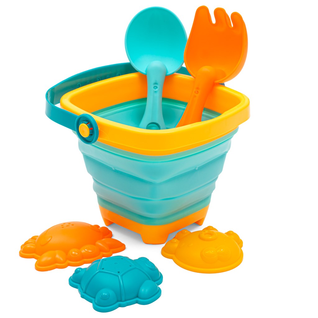 Összecsukható homokozó vödör és játékok – Baby Mix, 5 darabos készlet