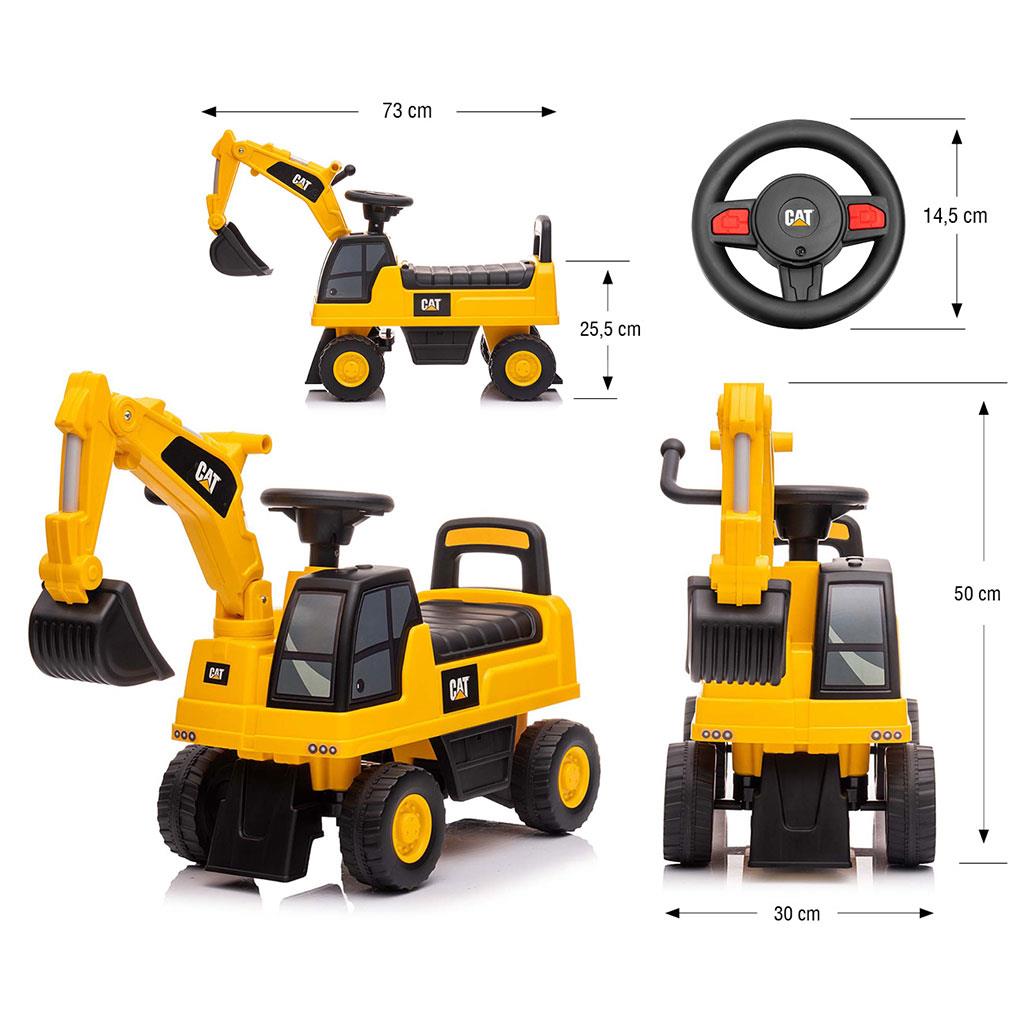Gyermek zenélő bébitaxi kotró CAT Excavator  Milly Mally sárga