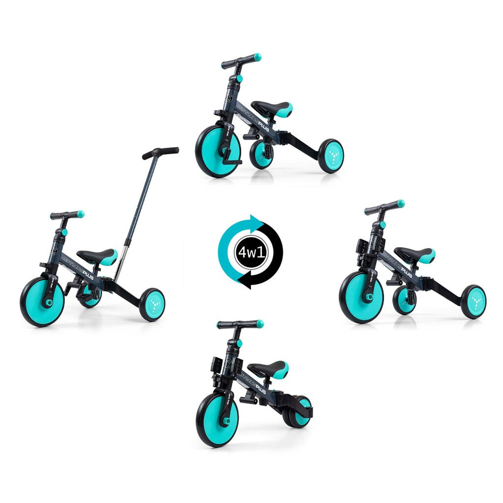Gyerek háromkerekű bicikli 4az1-ben Milly Mally Optimus Plus tolókarral mint