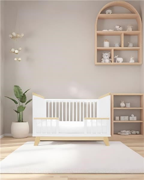 Gyerekágy leesésgátlóval New Baby MARCUS 120x60 cm fehér/természetes