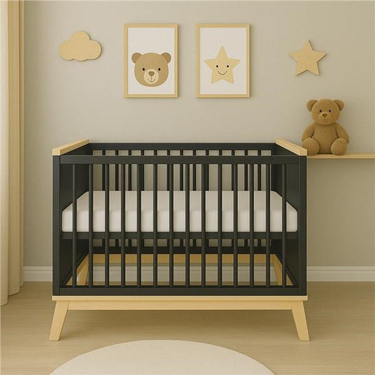 Gyerekágy leesésgátlóval New Baby MARCUS 120x60 cm grafit/természetes