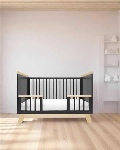 Gyerekágy leesésgátlóval New Baby MARCUS 120x60 cm grafit/természetes