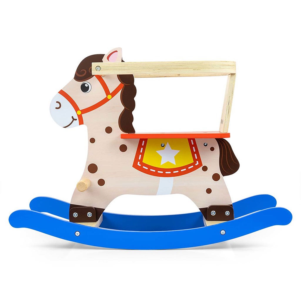 Fából készült hintaló háttámlával Milly Mally Lucky 12 kék-piros