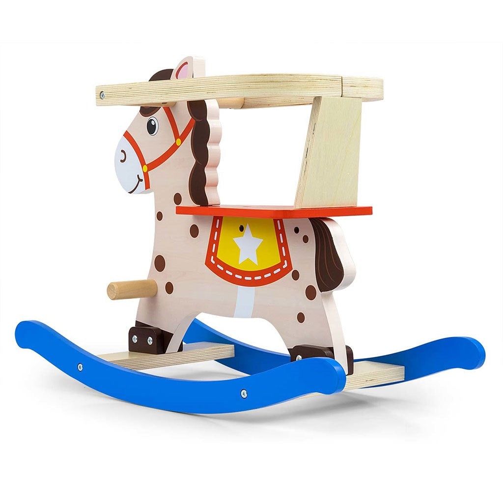 Fából készült hintaló háttámlával Milly Mally Lucky 12 kék-piros