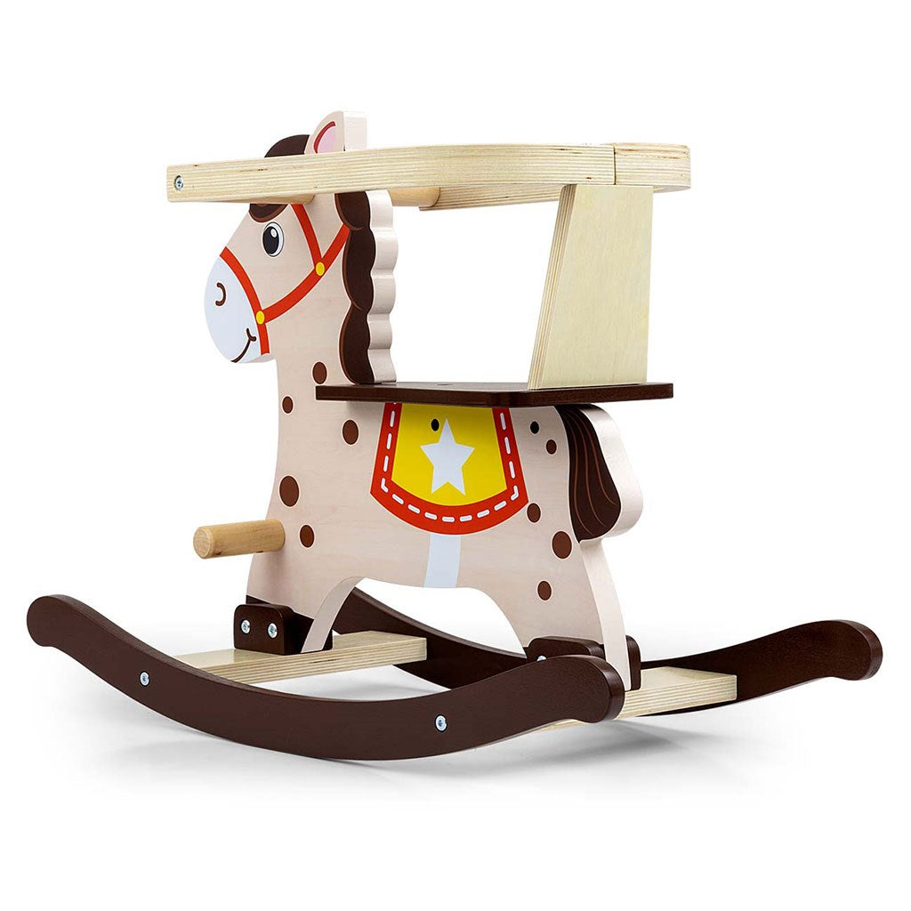 Fából készült hintaló háttámlával Milly Mally Lucky 12 barna