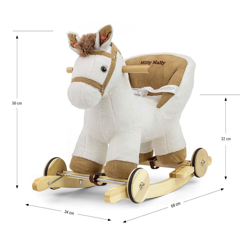 Hintaló dallammal és kerekekkel Milly Mally Polly fehér