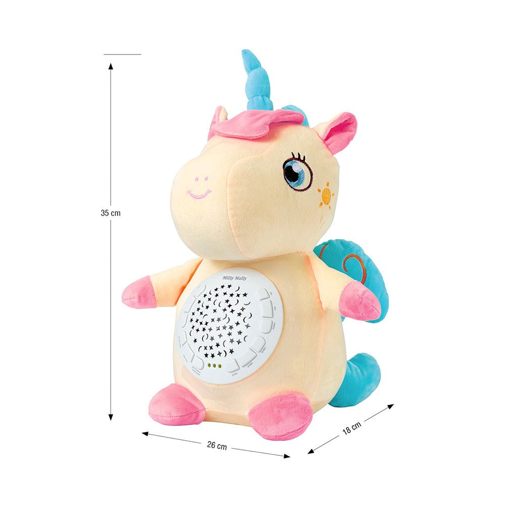 Plüss szundibarát egyszarvú projektorral Milly Mally