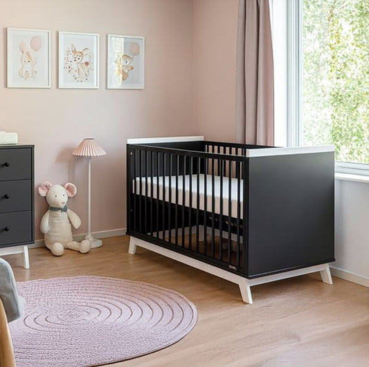 Gyerekágy leesésgátlóval New Baby MARCUS 120x60 cm grafit/fehér