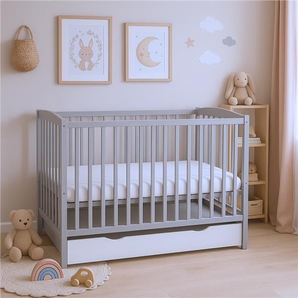 Gyerek kiságy fiókkal New Baby LILLY szürke