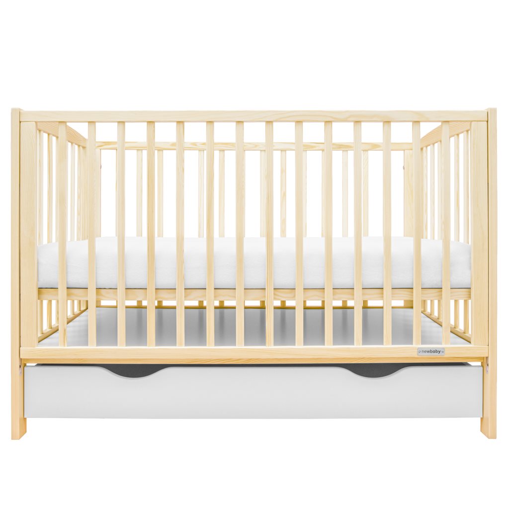Gyerek kiságy New Baby LILLY leengedhető oldalráccsal és fiókkal természetes