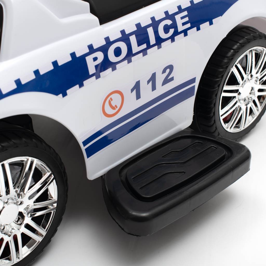 Zenélő bébitaxi vezetőrúddal Baby Mix RENDŐRSÉG fehér (A CSOMAGOLÁS SERULT)