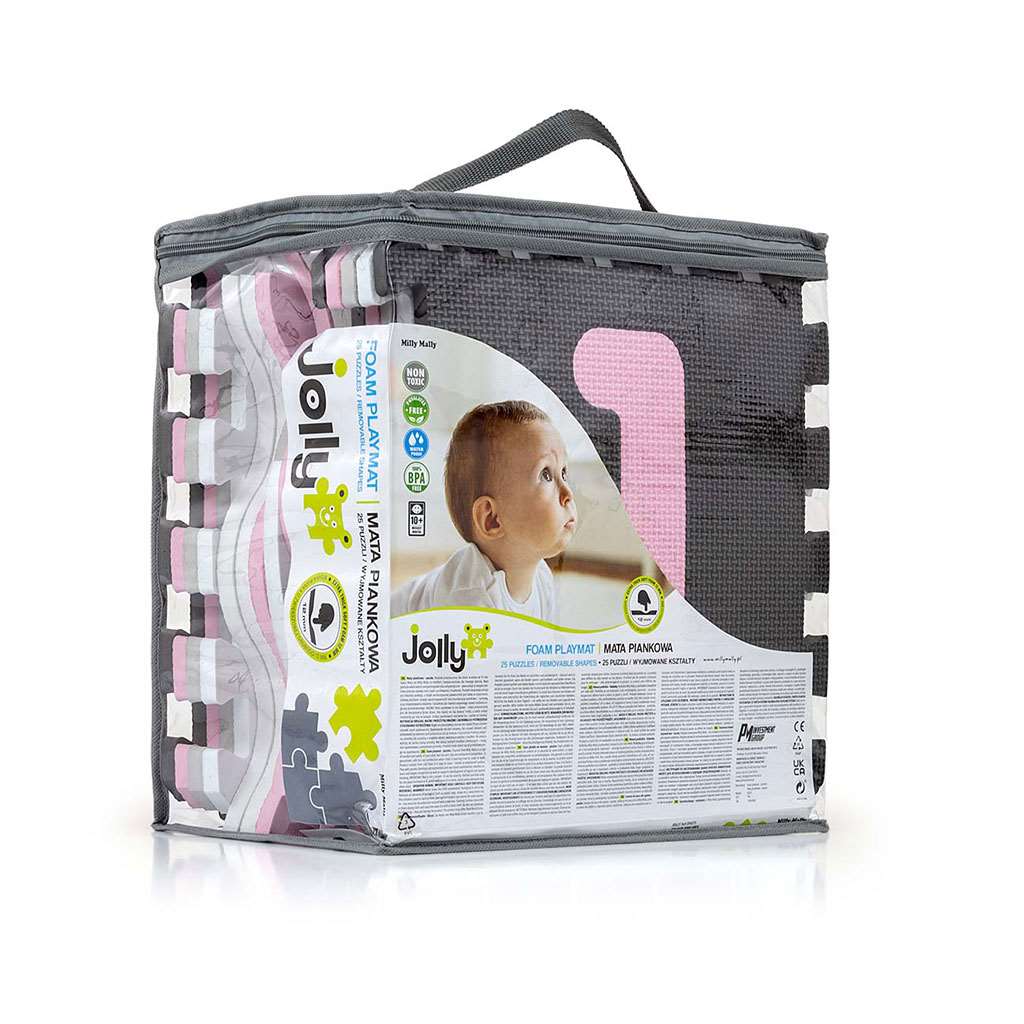 Habszivacs puzzle szőnyeg Milly Mally Jolly 3x3 Digits Grey