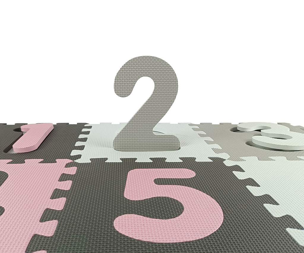 Habszivacs puzzle szőnyeg Milly Mally Jolly 3x3 Digits Pink Grey