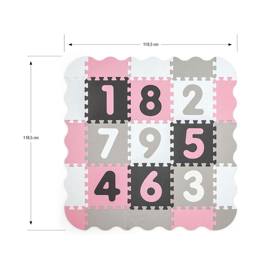 Habszivacs puzzle szőnyeg Milly Mally Jolly 3x3 Digits Pink Grey