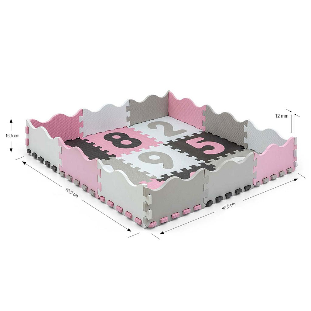 Habszivacs puzzle szőnyeg Milly Mally Jolly 3x3 Digits Pink Grey