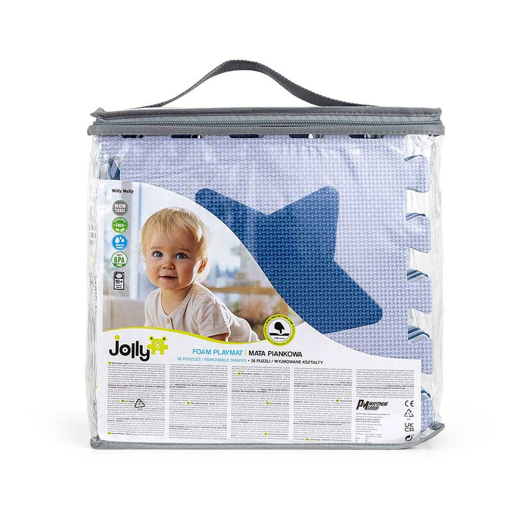 Habszivacs puzzle szőnyeg Milly Mally Jolly 3x3 Shapes Blue