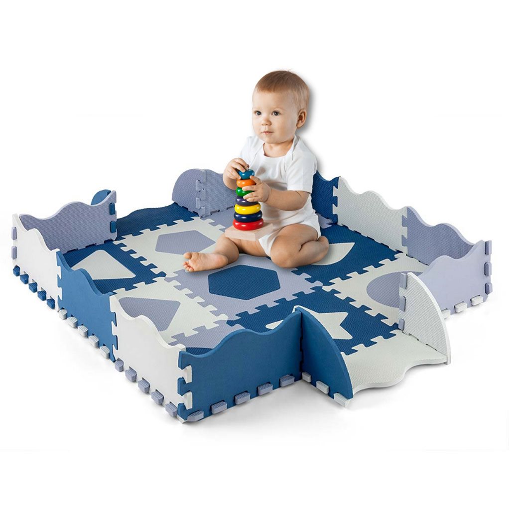 Habszivacs puzzle szőnyeg Milly Mally Jolly 3x3 Shapes Blue