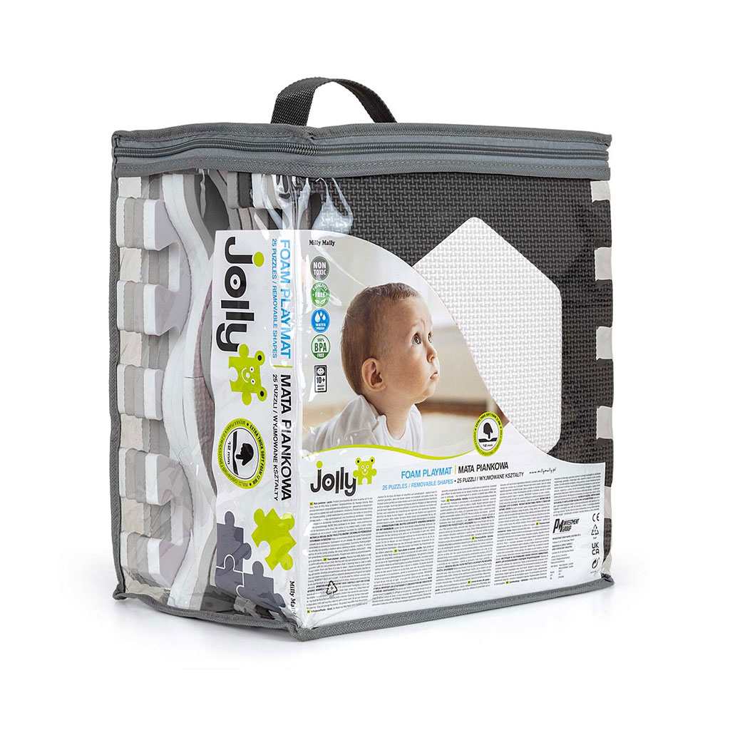 Habszivacs puzzle szőnyeg Milly Mally Jolly 3x3 Shapes Grey