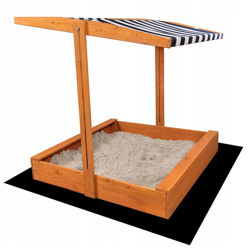 Fa homokozó árnyékoló tetővel Baby Mix 120x120 cm kék-fehér