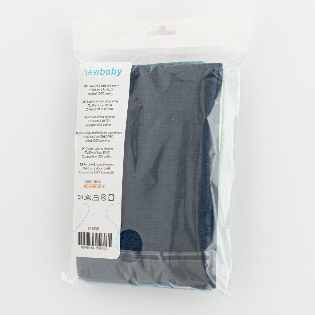 Pamut színes pelenka New Baby 70x80 cm 3 db FIÚ