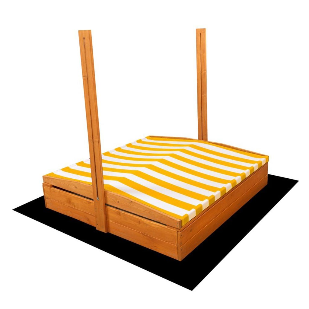 Fa homokozó árnyékoló tetővel Baby Mix 120x120 cm sárga-fehér