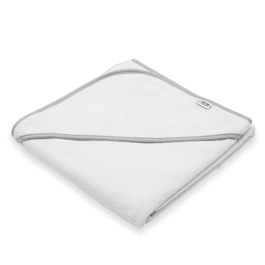 Gyermek frottír törölköző és kapucnival New Baby BASIC 80x80 fehér-szürke