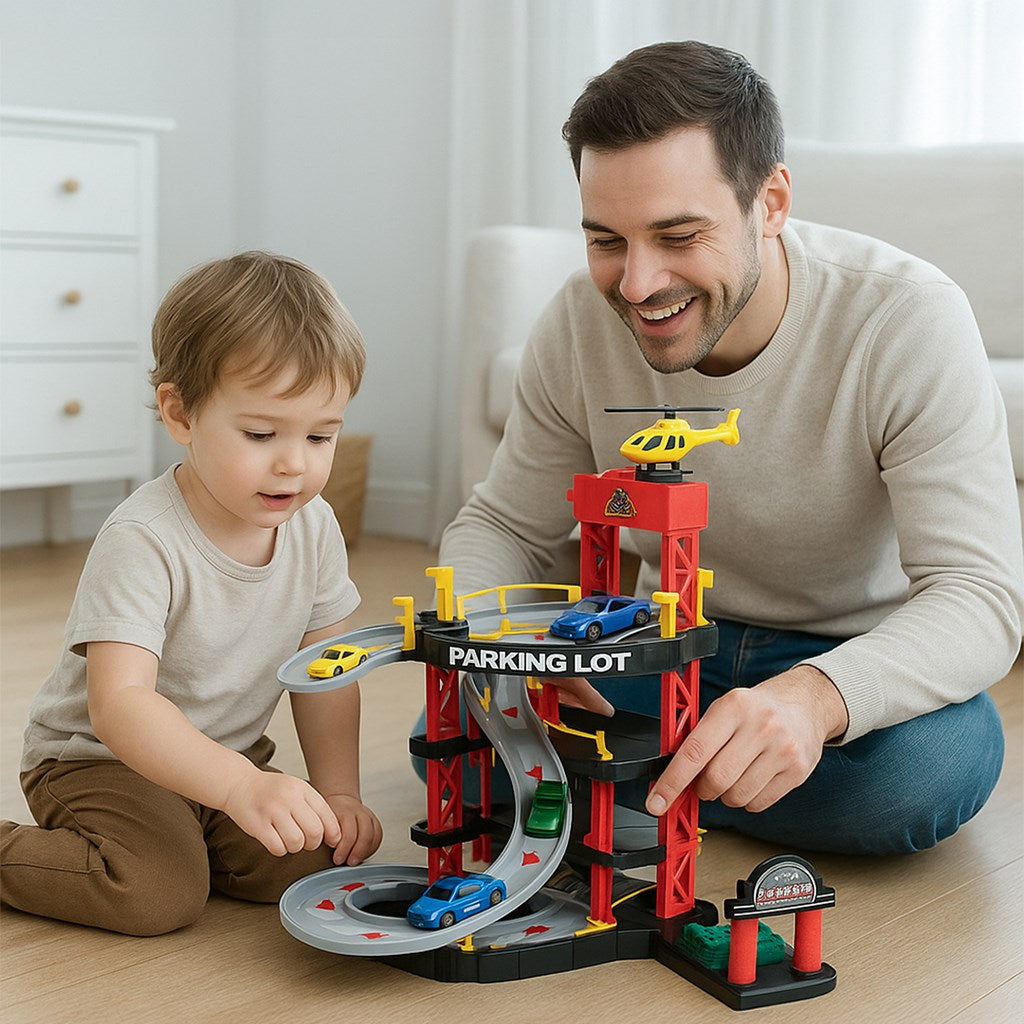 Nagy emeletes garázs kisautókkal Baby Mix