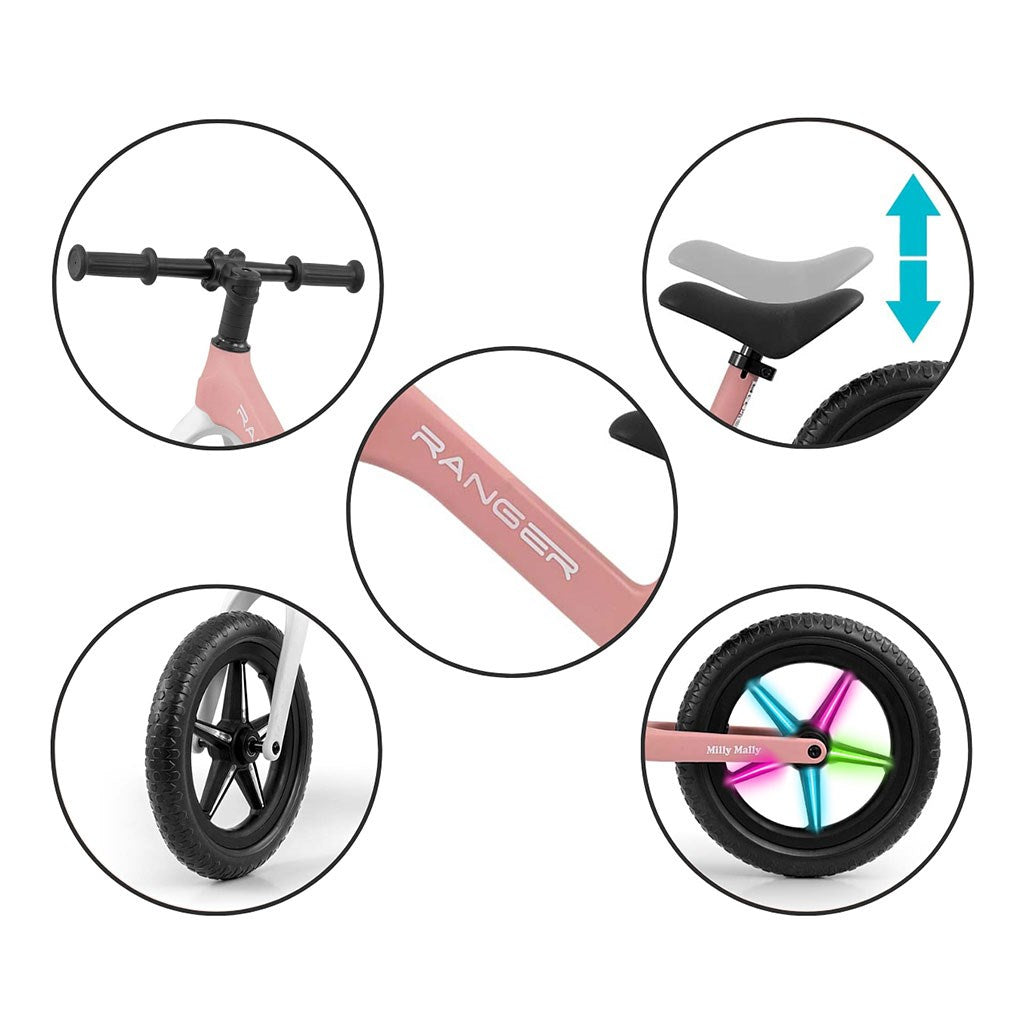 Gyerek futóbicikli Milly Mally Ranger Flash Pink