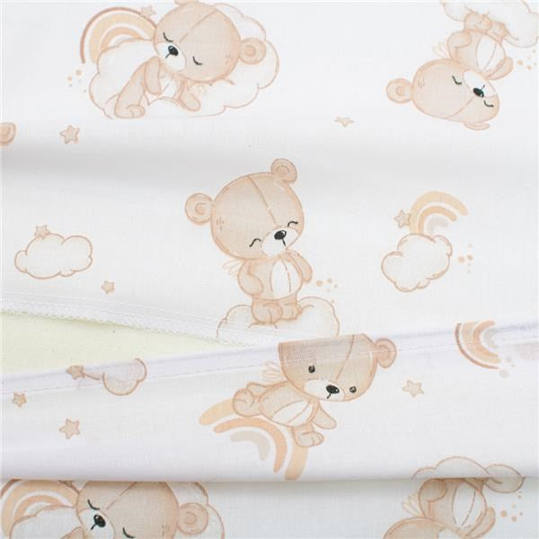 Baba párna huzat- ék alakú New Baby BASIC fehér 59x37cm bear beige