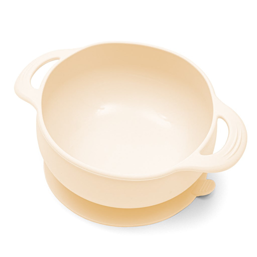 New Baby bézs színű szilikon étkészlet gyerekeknek