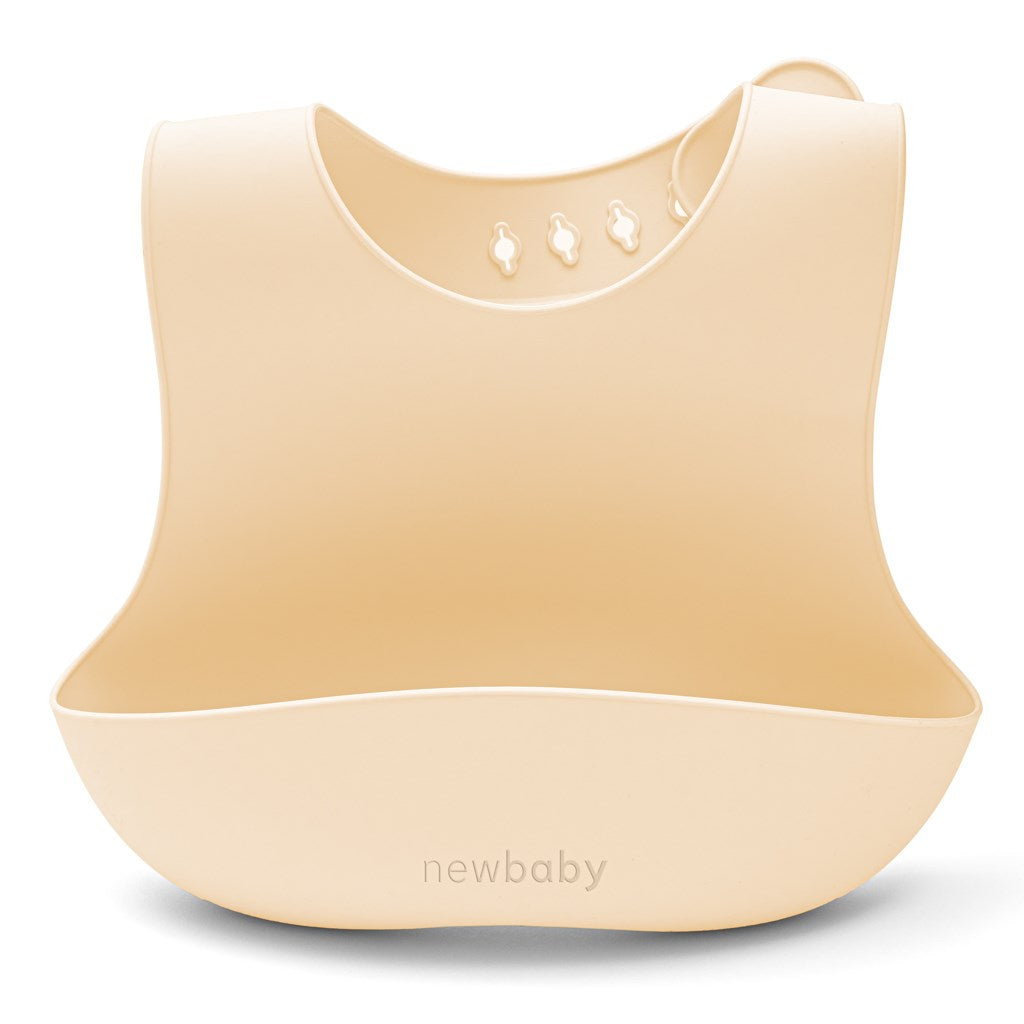 New Baby bézs színű szilikon étkészlet gyerekeknek