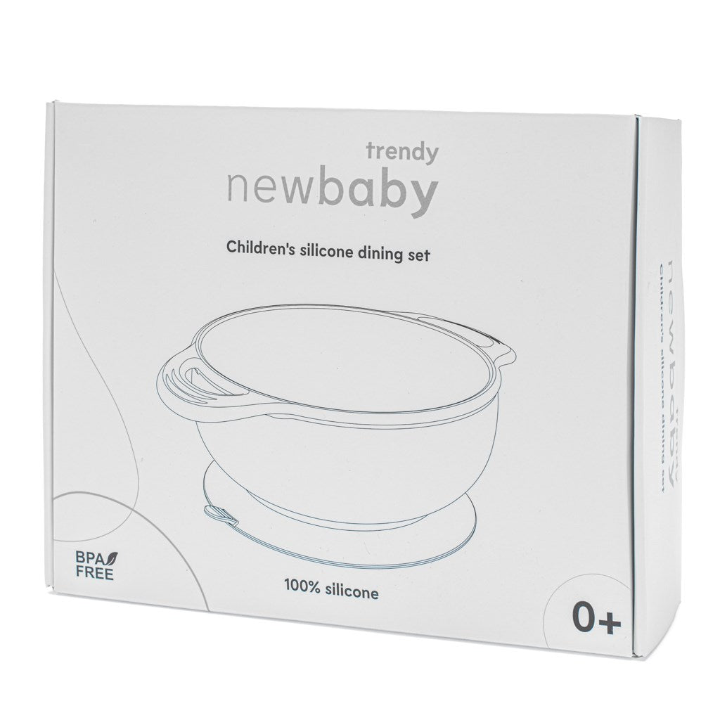 New Baby bézs színű szilikon étkészlet gyerekeknek