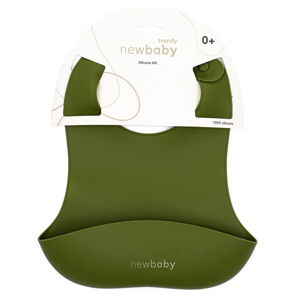 New Baby szilikon előke olívazöld színben