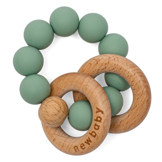 Baba szilikon rágóka gyöngyökkel New Baby szürke