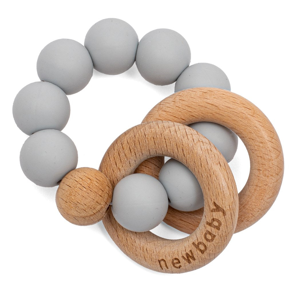 Baba szilikon rágóka gyöngyökkel New Baby zöld