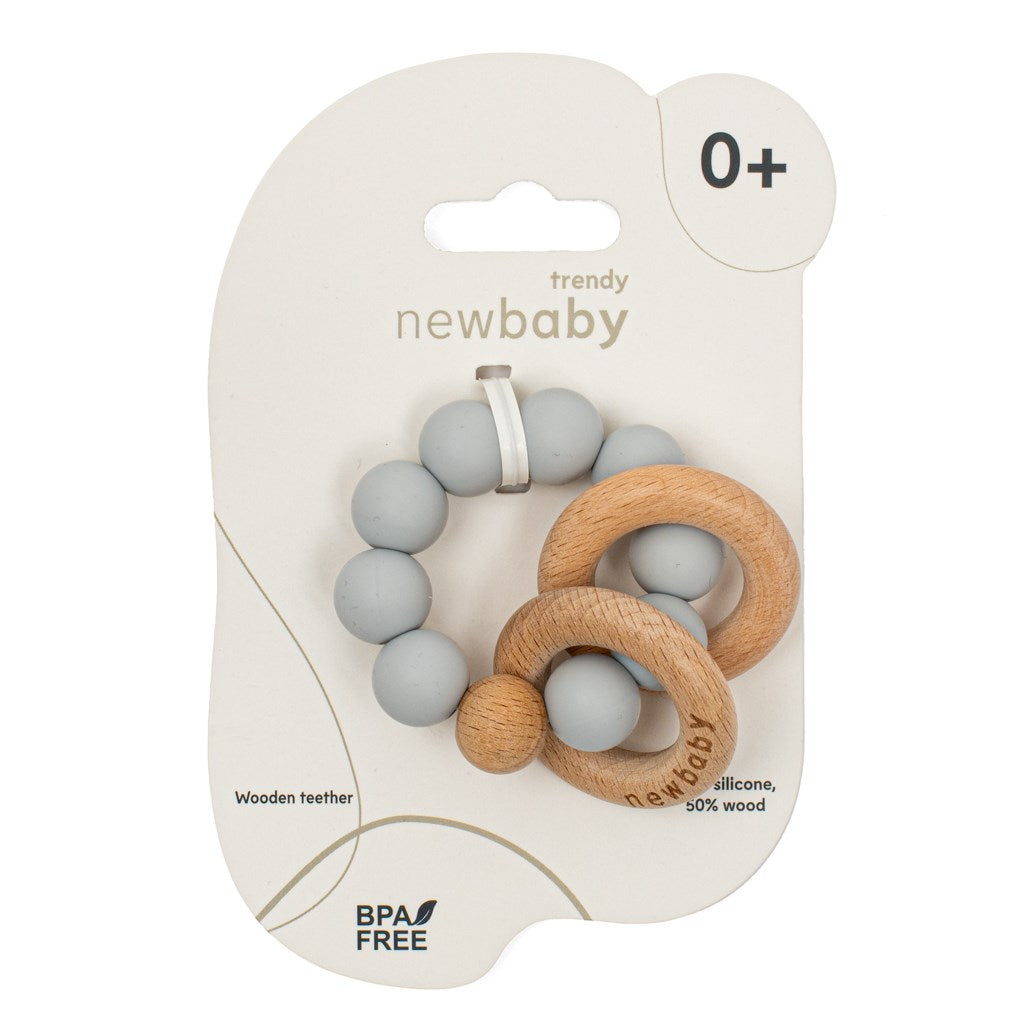 Baba szilikon rágóka gyöngyökkel New Baby zöld