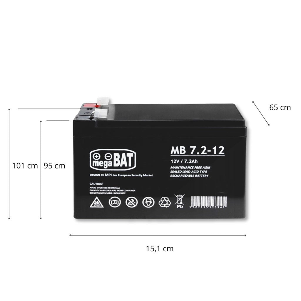 AGM gél akkumulátor VRLA MB 7,2-12 MB 7.2-12 karbantartásmentes