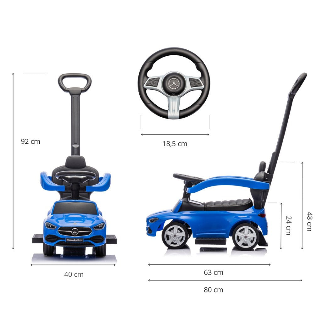 Bébitaxi tolókarral MERCEDES C-Class Deluxe Milly Mally Blue