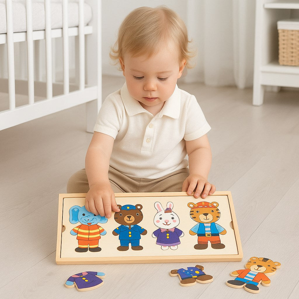 Állatos puzzle dobozban Montessori Baby Mix