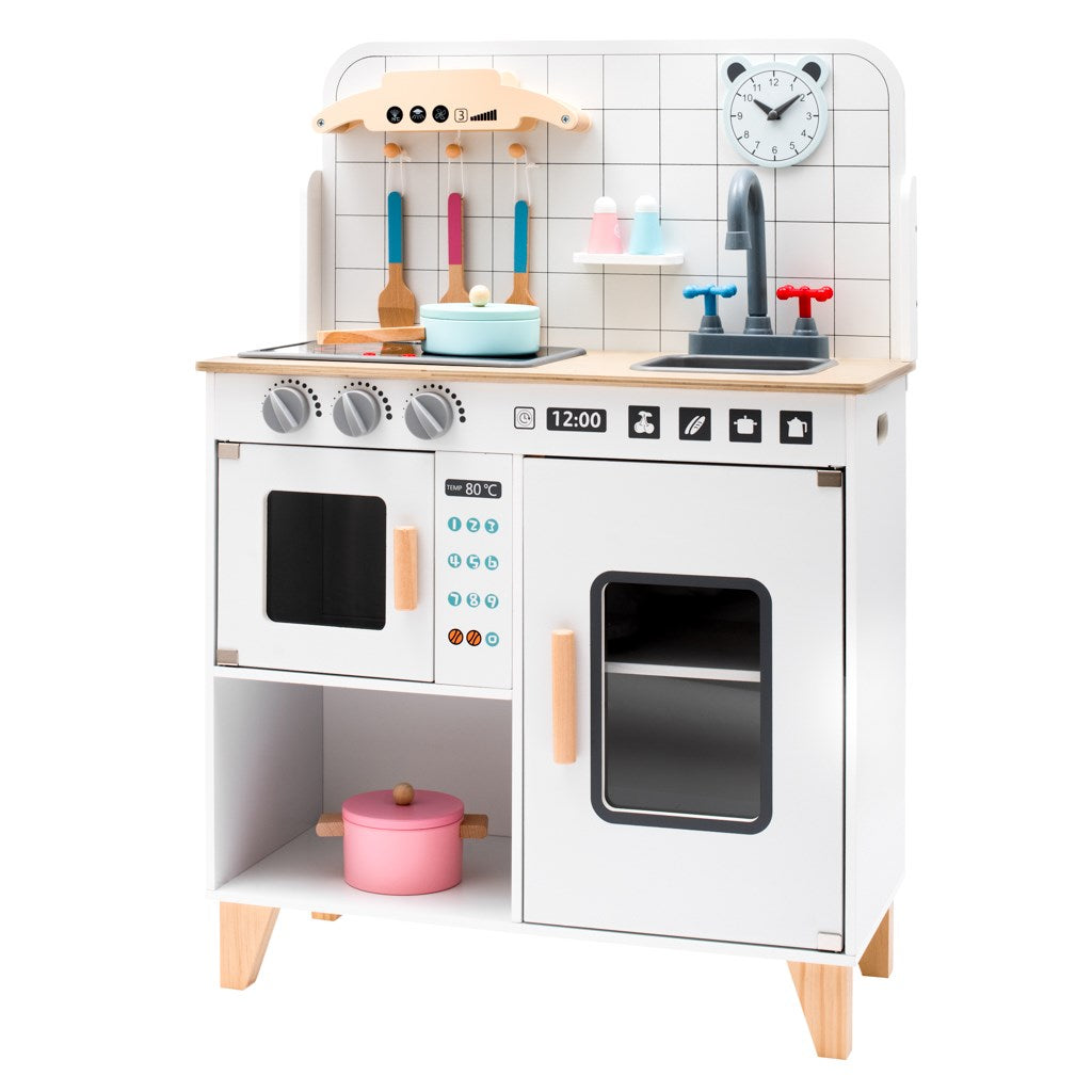 Gyerekeknek készült fa konyha kiegészítőkkel Montessori Baby Mix fehér