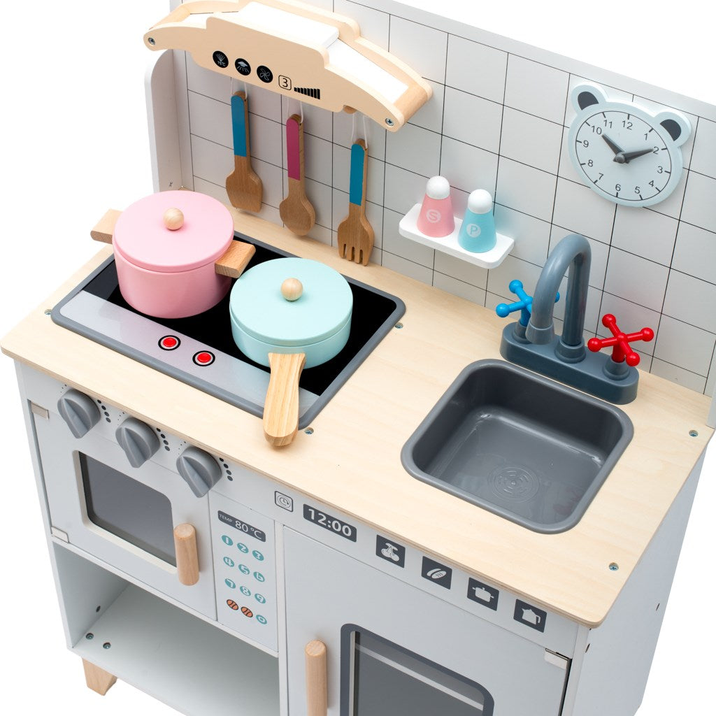Gyerekeknek készült fa konyha kiegészítőkkel Montessori Baby Mix fehér