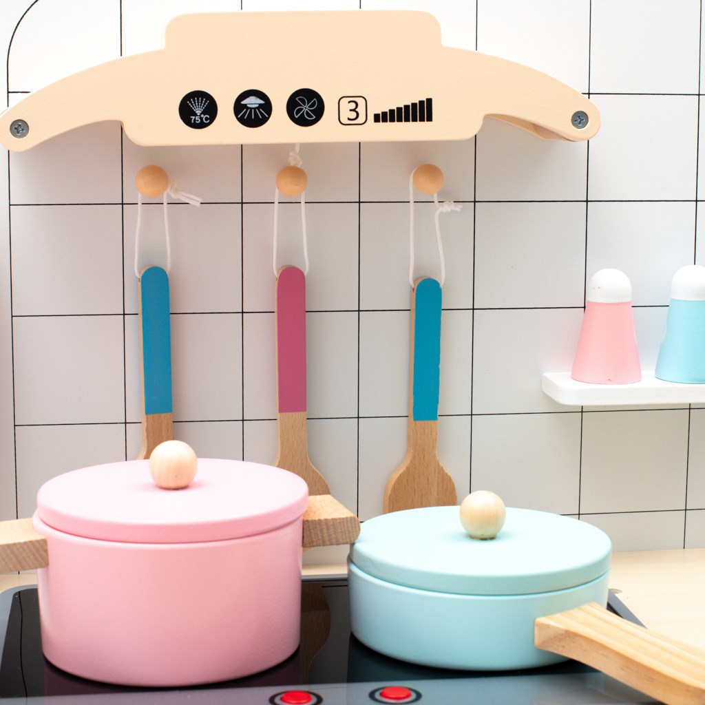 Gyerekeknek készült fa konyha kiegészítőkkel Montessori Baby Mix fehér