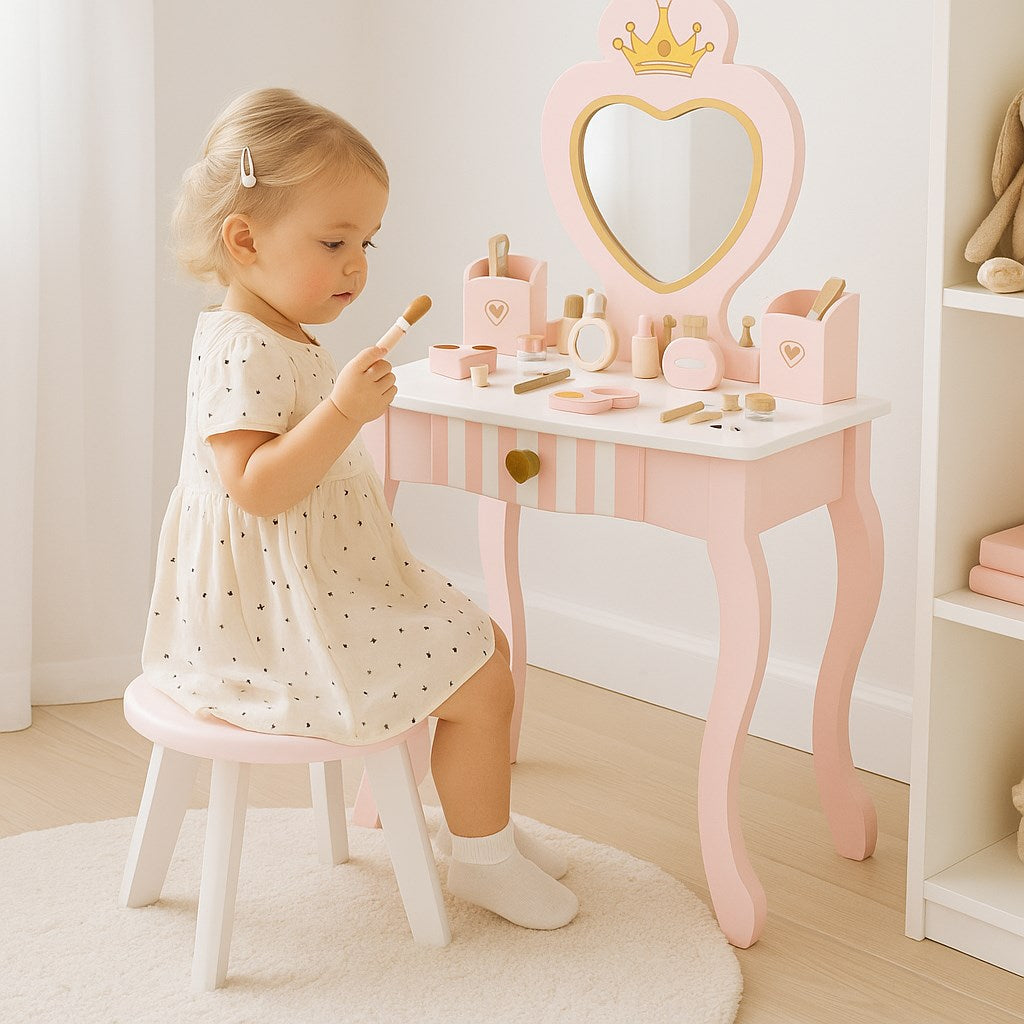 Gyermek fa fésülködőasztal Baby Mix Heart fehér