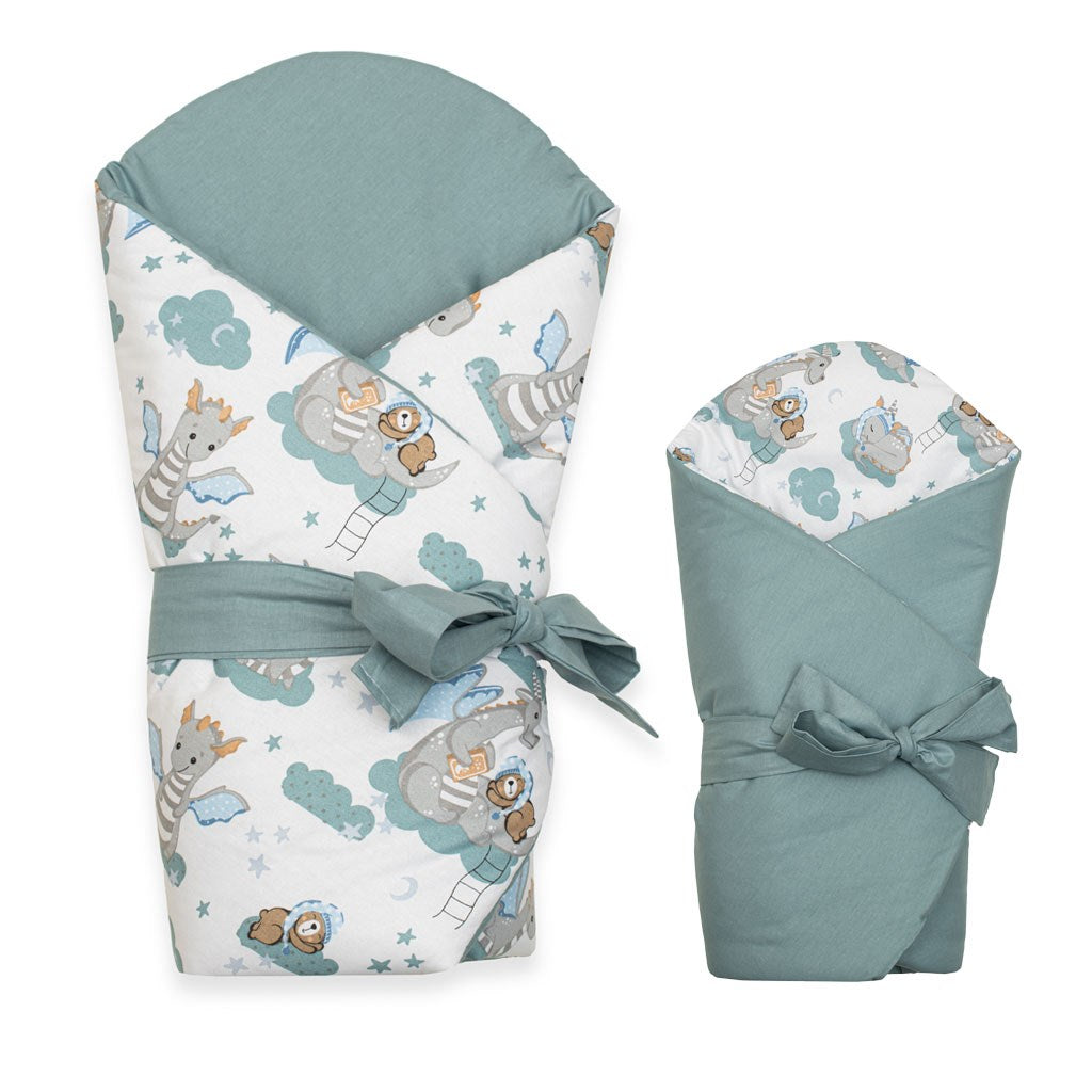 Kétoldalas gyerek pólya New Baby Sárkány 80x80 cm