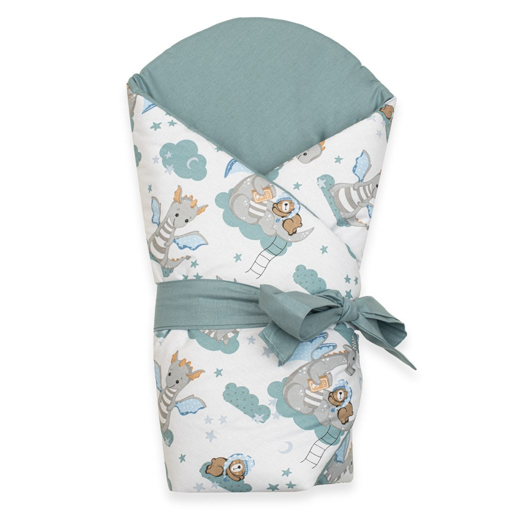 Kétoldalas gyerek pólya New Baby Sárkány 80x80 cm