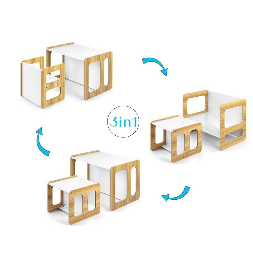 Milly Mally Stella 3 az 1-ben bútorkészlet - Asztal és szék Natural