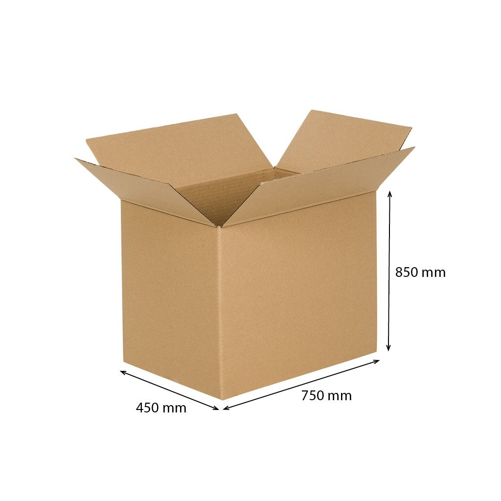 Kartondoboz lehajtható fedéllel 750x450x850 mm ötrétegű
