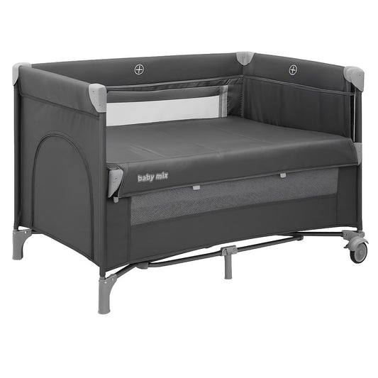 Baba utazóágy kihúzható tálalószekrénnyel Side Baby Mix szürke