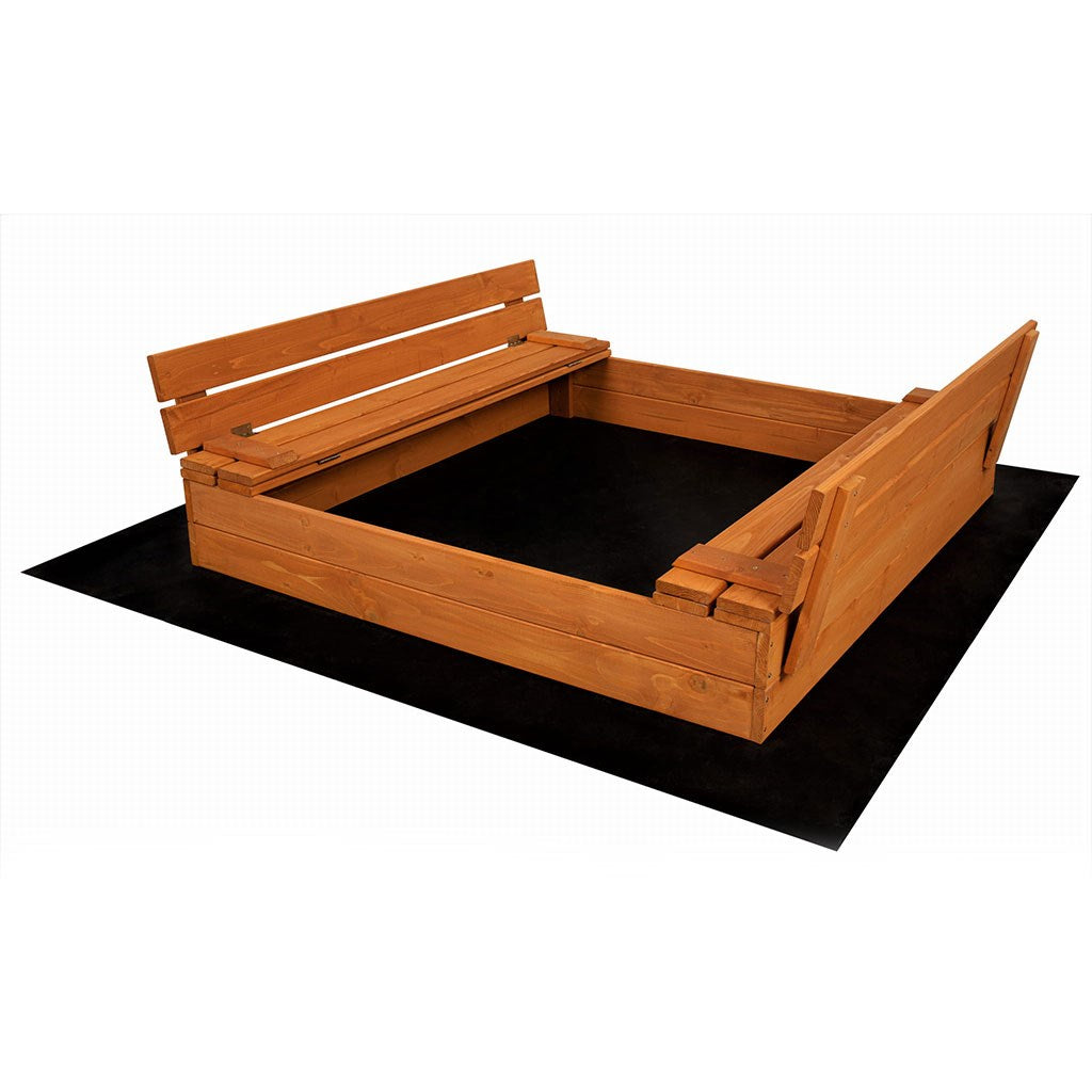 Zárható fa homokozó padokkal és tetővel gyerekeknek Baby Mix 120x120 cm kék-fehér