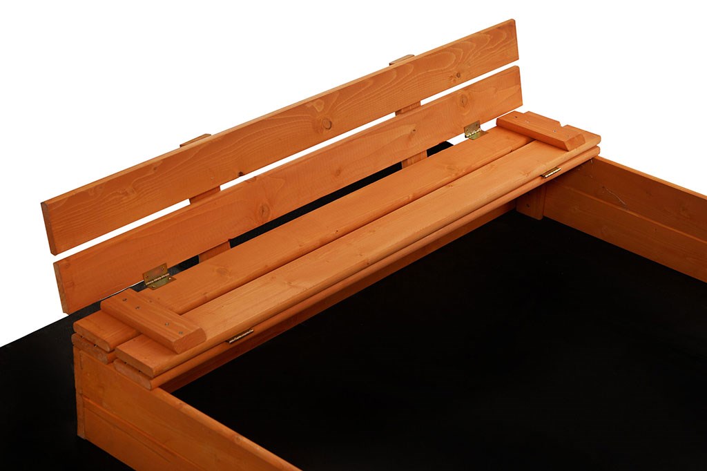 Zárható fa homokozó padokkal és tetővel gyerekeknek Baby Mix 120x120 cm szürke